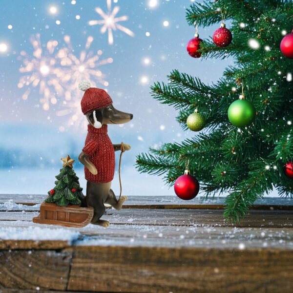 Dachshund Pulling Christmas Tree